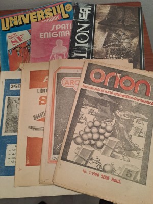 UNIVERSUL COPIILOR, HELION, ORION, ALFA, SPATII ENIGMATICE, ARGONAUTII== LOT SAPTE REVISTE S.F. ANII 90 foto
