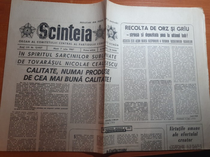scanteia 7 iulie 1987-art si foto orasul tulcea,art . calea ferata deva-brad