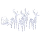 Decoratiune de Craciun cu reni si sanie, 280x28x55, acril