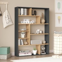 Biblioteca Decora, Pako World, Natural-Antracit, 90x22x123 cm