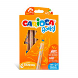 Cumpara ieftin Set 6 Creioane Carioca 3 in 1 cu Acutitoare, Mina 10 mm, Colorate Cerate si Acuarela, Set de Creioane Colorate, Set Culori Carioca Baby, Creioane Colo