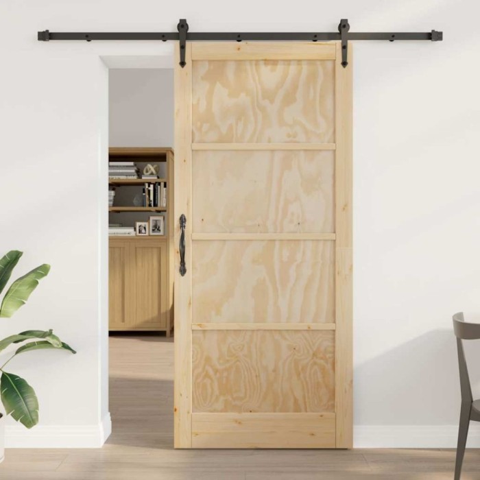 Ușă Glisantă cu Accesorii &#039;ORKDAL&#039;, din Lemn Solid de Pin