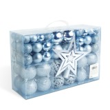 Cumpara ieftin Set 100 Decoratiuni pentru Bradul de Craciun, Globuri cu Diametru de 3-6 cm si Varf Stea, Culoare Argintiu