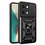 Husa telefon compatibila xiaomi redmi note 13 4g, slide &amp; snap premium, magnetic ring holder, negru