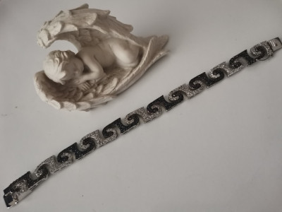 Bratara dama-inox placata cu AUR alb 18K cristale Swarovski foto