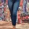 F913-4 Blugi skinny cu talie inalta si fara tiv la glezne