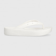 Crocs șlapi Classic Platform Flip femei, culoarea alb, cu platformă 207714