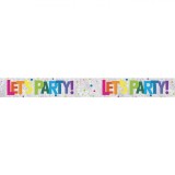 Banner Decorative, Holografic, Argintiu, &quot;Let&#039;s Party&quot;, 270x19cm, Oem