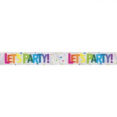 Banner Decorative, Holografic, Argintiu, &quot;Let&#039;s Party&quot;, 270x19cm