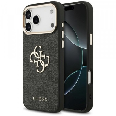 Husa pentru Apple iPhone 17 Pro Max, Guess, Big 4G Logo Classic, Neagra Aurie foto