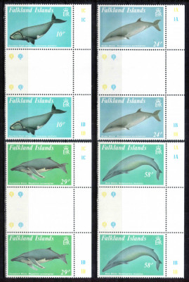 Falkland 1989, Mi #503-506**, fauna, cetacee, balene, MNH! Cota 48 &amp;euro;! foto