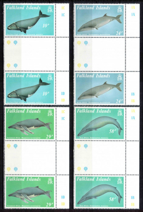 Falkland 1989, Mi #503-506**, fauna, cetacee, balene, MNH! Cota 48 &euro;!