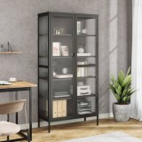 Cumpara ieftin Dulap &icirc;nalt, negru, 85x40x180 cm, sticlă și oțel