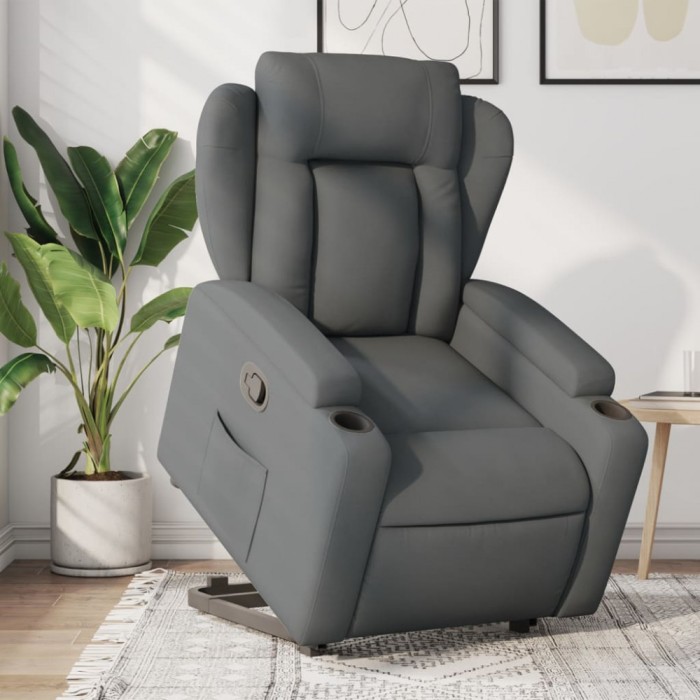 vidaXL Fotoliu rabatabil cu ridicare pe verticală, gri &icirc;nchis, textil 3204483