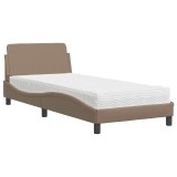 Cumpara ieftin Pat cu saltea, Dover, cappuccino, 80x200 cm piele ecologica
