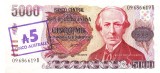 Argentina 5 Australes pe 5 000 1985 P-321 Seria 09686619B