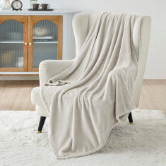 Pătură de pat dublu fleece 200x220 cm, Gri Deschis