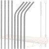 Set 8 paie metalice argintiu, reutilizabile, cu husa depozitare si perii curatat, 215x6 mm Household NewTrend