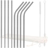 Set 8 paie metalice argintiu, reutilizabile, cu husa depozitare si perii curatat, 215x6 mm Household NewTrend