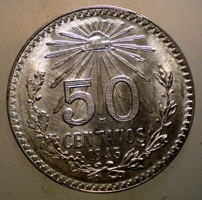 C.275 MEXIC 50 CENTAVOS 1945 ARGINT 8,3g AUNC foto