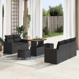 Cumpara ieftin Set de canapele pentru gradina cu perna 8 pcs Negru poliratan
