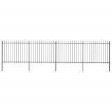 vidaXL Gard de grădină cu v&acirc;rf suliță, negru, 6,8 x 1,5 m, oțel