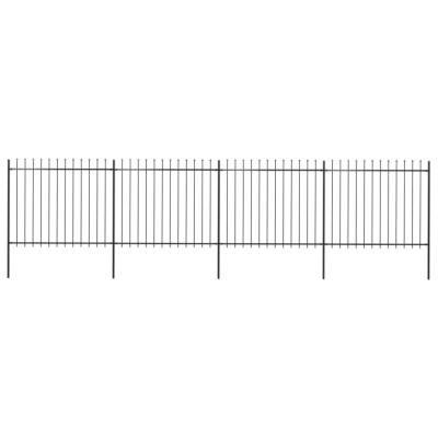 vidaXL Gard de grădină cu v&amp;acirc;rf suliță, negru, 6,8 m, oțel foto