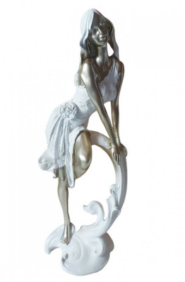 Statueta decorativa, Femeie, Alb, 30 cm, F336 foto