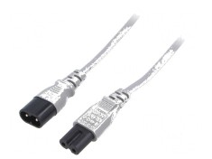 Cablu IEC C7 mamă - IEC C8 tată 1m gri 2,5A 250V