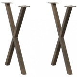 VidaXL Picioare de masă &icirc;n formă de X, 2 buc., oțel natural, 57 x (72-73) cm