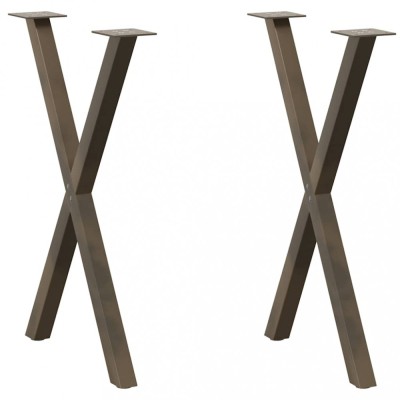vidaXL Picioare de masă &amp;icirc;n formă de X, 2 buc., oțel natural, 57 x (72-73) cm 4012915 foto