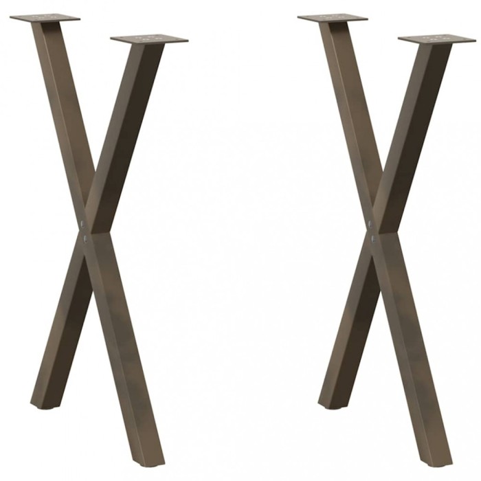 vidaXL Picioare de masă &icirc;n formă de X, 2 buc., oțel natural, 57 x (72-73) cm 4012915
