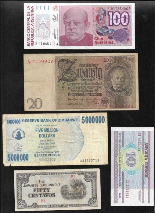Set 5 bancnote de prin lume adunate (cele din imagini) #427