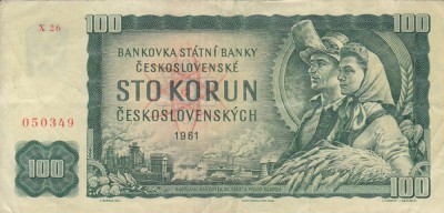 CEHOSLOVACIA 100 korun 1961 VF!!! foto