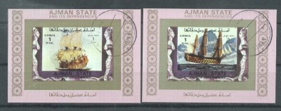 Ajman 1973 Ships, 2 imperf. mini sheet , used T.205 foto