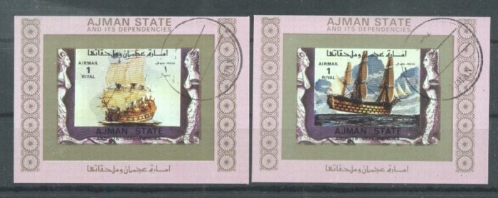 Ajman 1973 Ships, 2 imperf. mini sheet , used T.205