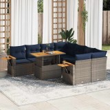 Gossi set canapele de gradina, 9 piese, cu perne, gri, poliratan