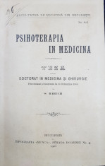 PSIHOTERAPIA IN MEDICINA - TEZA DE DOCTORAT IN MEDICINA SI CHIRURGIE de S. BARUCH / DAS BUCH DER WUNDER , COLEGAT DE DOUA CARTI * , 1905 foto