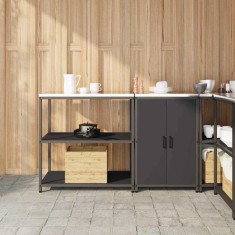 vidaXL Set de depozitare pentru bucătărie 2 pcs Negru 150 x 50 x 92 cm