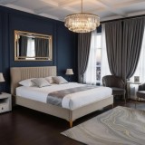 Pat Elegance 160x200 cm Tapitat Catifea Camel Somiera Inclusa (cod ML 2001)