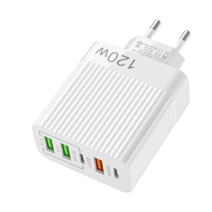 Alimentator USB A x3+tipC x2 retea 120W alb