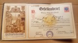 G947-I-Diploma de meserias lacatus veche Austria 1937 reclama muncitorul german, timbrat, carton gros stare foarte buna.