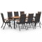 Gossi set mobilier de gradina, 9 piese, negru, aluminiu