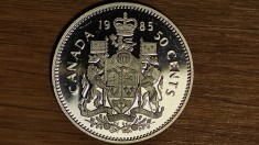 Canada -moneda de colectie- 50 cents 1985 PROOF -Elisabeta II- absolut superba !