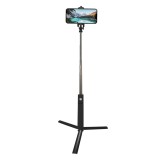 Selfie Stick 2 &icirc;n 1, Extensibil, Telecomandă, Tripod, 18-81 cm, Negru, Oem