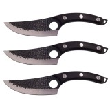 Cumpara ieftin Set trei cutite macelarie DEPOX&reg;, lucrate manual, Huang Cook, 27.5 cm, negru, teaca piele