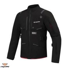 Geaca (jacheta) barbati pentru scuter - motocicleta Touring/Adventure Ixon All season model M-Skeid MS culoare: negru/rosu (geaca laminata; waterproof