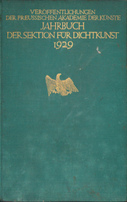 HST C6139 Jahrbuch der sektion fur dichtkunst 1929 Preussiche Akademie foto