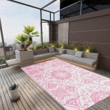 Covor exterior vidaXL ARAKIL roz 160x230 cm, polipropilena (PP), jacquard dublu strat