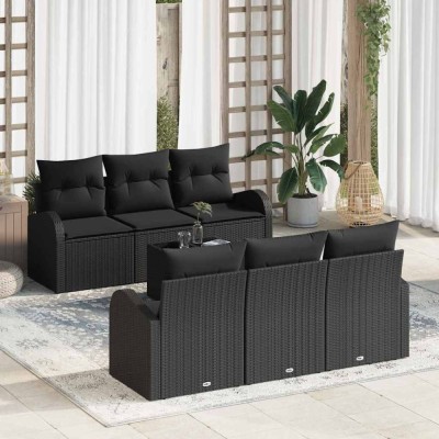 vidaXL Set de canapele pentru grădină 7 pcs Negru 55 x 55 x 37 cm 3354602 foto